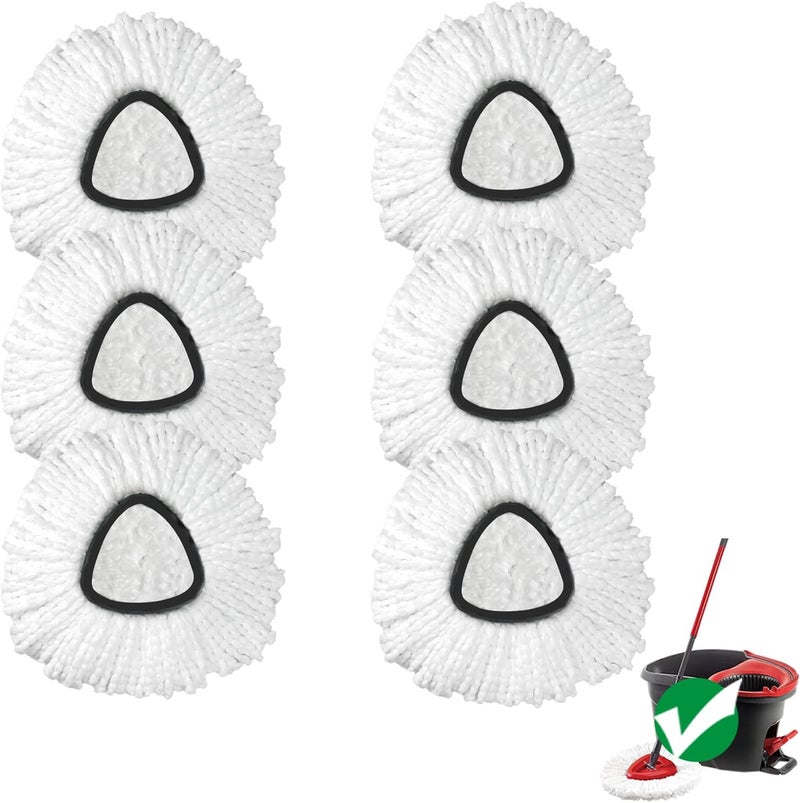 Dwavele Mop Replace Head, 6 Pack Spin Mop Replacement Head Easywring 1-Tank System, Easy Cleaning, Microfiber, Machine Washable - Image 1